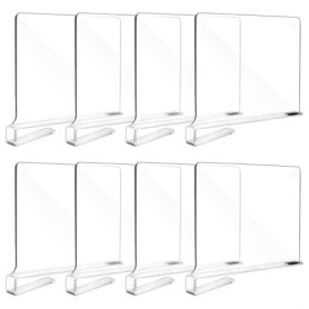 BAKAJI Lot de 8 Séparateurs Acryliques Transparent pour Rangement Optimisé
