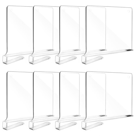 BAKAJI Lot de 8 Séparateurs Acryliques Transparent pour Rangement Optimisé