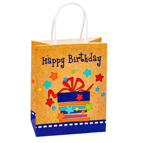 Sac cadeau en papier kraft pour anniversaire - Lot de 6