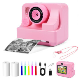 Appareil Photo Instantané Carehabi 1080P pour Enfants avec Impression et Carte 32 Go