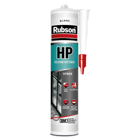 Mastic Vitrier Rubson HP Silicone Acétique Blanc 300ml