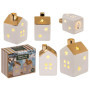 Lot de 2 Maisons de Noël LED en Céramique - 10 x 6 cm