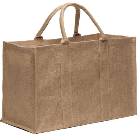 Sac à bûches en jute pliable avec poignées - 75L