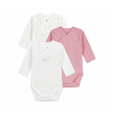 Lot de 3 bodies croisés manches longues en coton pour bébé - Petit Bateau
