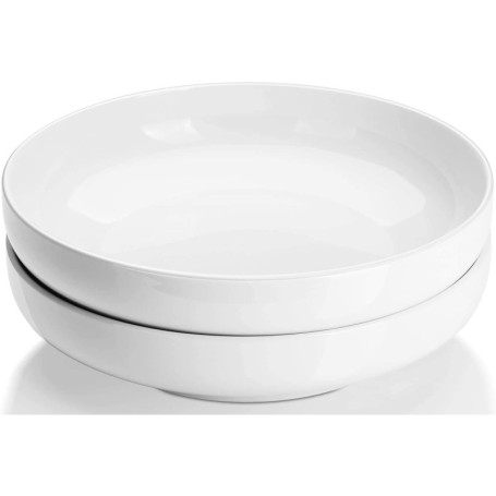 DOWAN Lot de 2 Bols à Salade en Céramique Blanc - 1800ml
