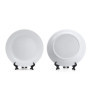 Lot de 2 assiettes plates en céramique blanche MR.R avec support