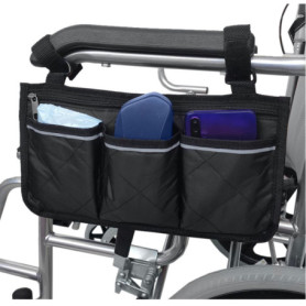Sac de Rangement pour Fauteuil Roulant avec 3 Compartiments - Noir