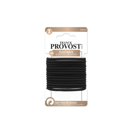 Élastiques Larges Franck Provost - Lot de 16 Noir pour Cheveux Mi-Longs à Longs