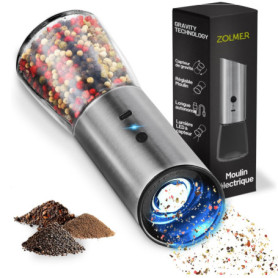 Ensemble de 2 moulins électriques à sel et poivre ZOLMER avec réglage de mouture