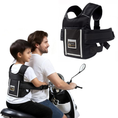 Harnais de Sécurité Zuxbolf pour Enfant en Moto - Sangle Réglable et Réfléchissante