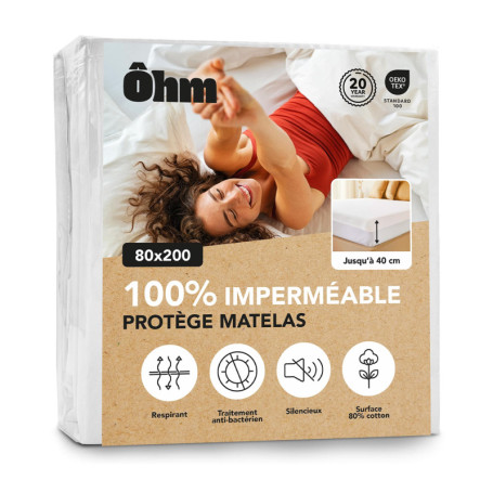 Protège Matelas Imperméable 80x200 cm - Alèse Hypoallergénique en Coton