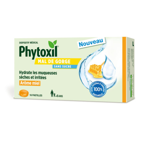 Phytoxil Pastilles Miel pour Mal de Gorge - Dispositif Médical Hydratant - 16 Pastilles