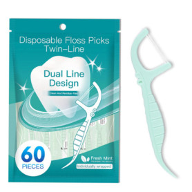 Fil Dentaire Menthe Carehabi avec Manche - 60 Unités pour un Nettoyage Optimal