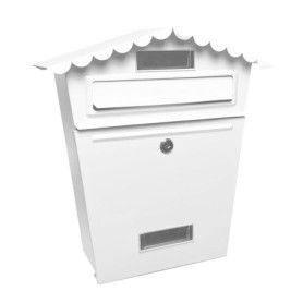 Boîte aux Lettres Élégante en Acier Galvanisé Blanc avec Toit Anti-Pluie