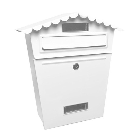 Boîte aux Lettres Élégante en Acier Galvanisé Blanc avec Toit Anti-Pluie