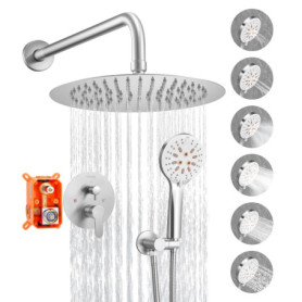 Ensemble de Robinetterie de Douche VEVOR avec Pommeau de Pluie et Douchette à Main
