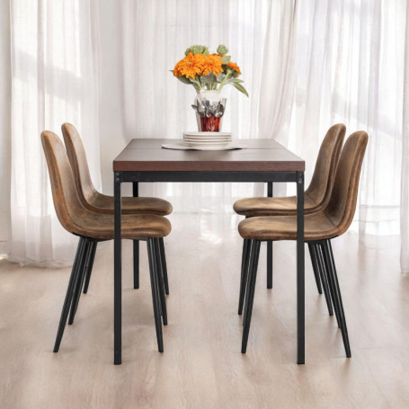 Table de Salle à Manger Élégante en Bois Brune pour 4 à 6 Personnes