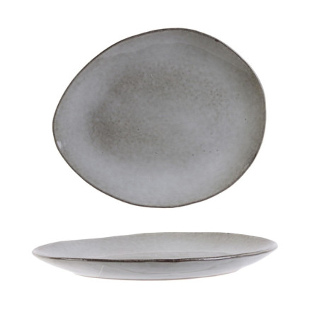 Assiette Plate en Céramique Grès Galet - Design Naturel et Zen