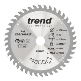 Lame de Scie Circulaire TREND 168 mm pour Bois - 42 Dents, Finition Précise