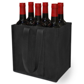 Sac à Bouteilles Pliable Delixike pour 6 Bouteilles - Indéchirable et Pratique - Noir