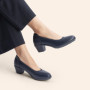 Escarpins Confortables à Talons Bas pour Femme - Bleu Marine