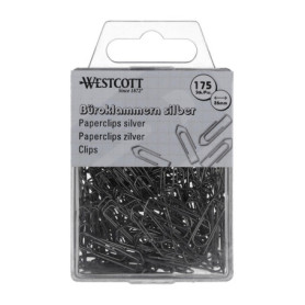 Lot de 175 trombones argentés Westcott - 26 mm - Boîte de rangement pratique