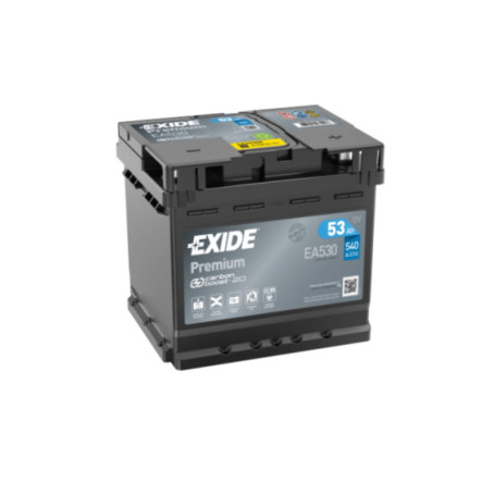Batterie de Voiture Exide Premium EA530 53Ah 540A avec Carbon Boost