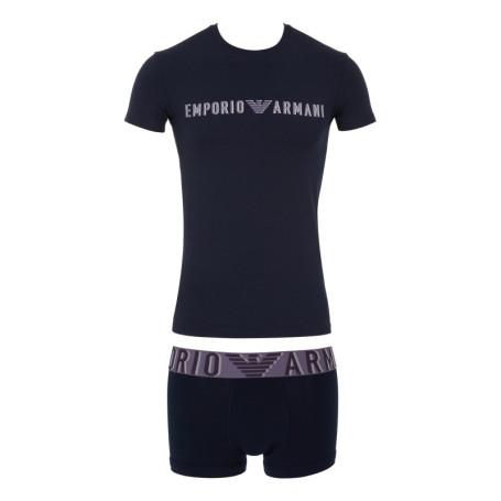 Ensemble T-Shirt et Trunks Emporio Armani Bleu pour Homme - Taille L