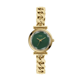 Montre Femme Fossil Analogique en Acier Inoxydable Doré avec Cadran Vert
