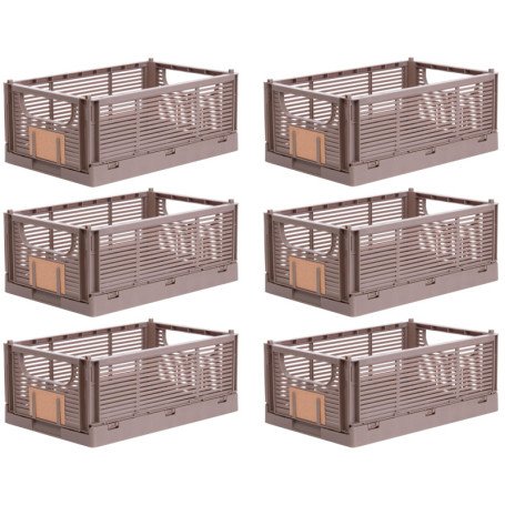 Boîte Pliante Marron Lot de 6 - Panier de Rangement Empilable