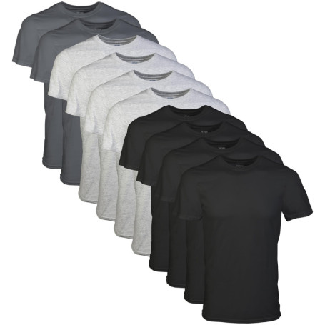 Lot de 10 T-Shirts à Col Rond Gildan pour Homme - Noir/Gris Sport/Anthracite, Taille XL