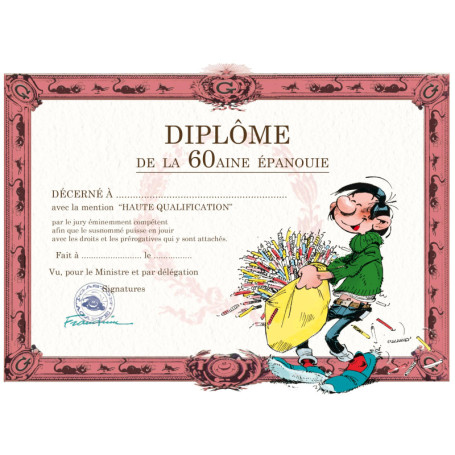 Carte Anniversaire Gaston Lagaffe - Diplôme de la 60aine avec Enveloppe
