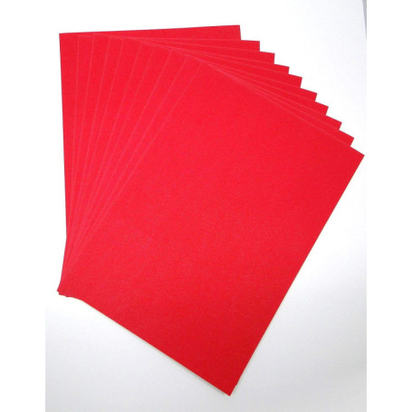 Lot de 10 Feuilles de Papier Cartonné Pailleté Rouge A4 - 250 g/m²