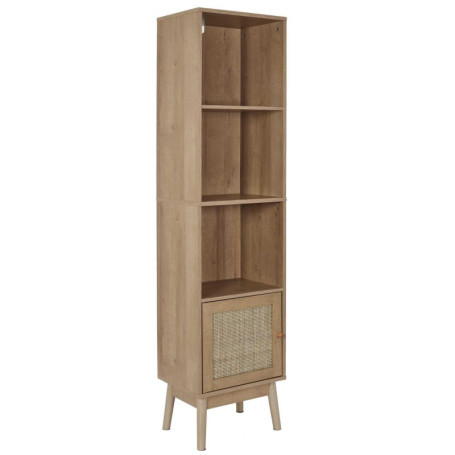 Colonne de Rangement Bali en Bois avec Porte en Rotin - HOME DECO FACTORY