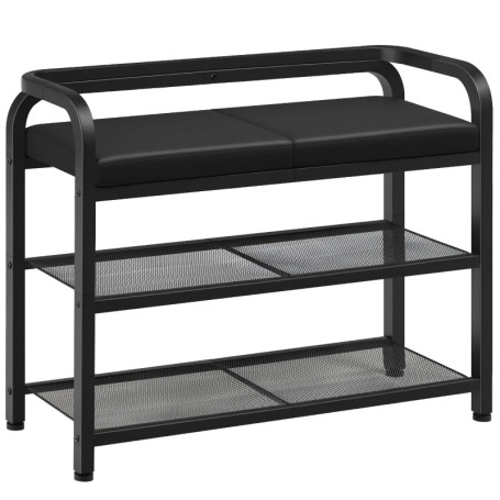Banc à Chaussures YATINEY avec Dossier et Étagères - Noir