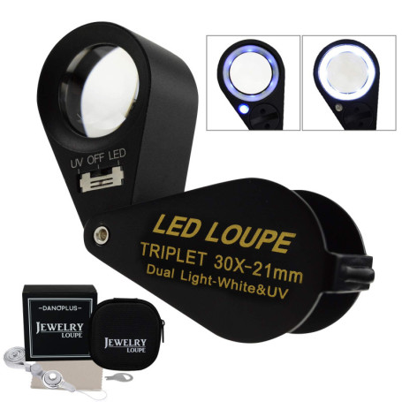 Loupe Bijoux 30x avec LED et UV - Loupe Pliable en Verre Optique