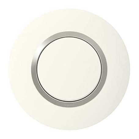 Plaque de Finition Ronde Dooxie 1 Poste Blanc Mat avec Bague Grise - Legrand