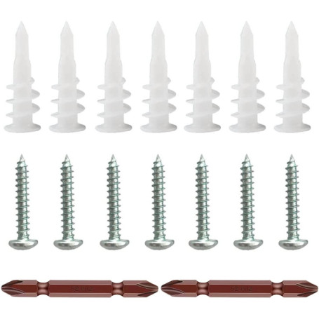 Kit de 100 Chevilles et Vis Auto-Perceuses CHUANGOU pour Murs Légers