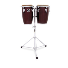 Ensemble de Congas en Bois Bordeaux avec Support Réglable