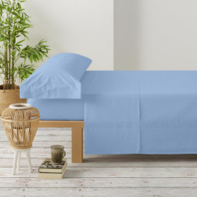 Parure de lit Premium 3 pièces 105x190 - Microfibre Douce Bleu Ciel