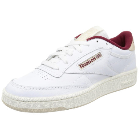 Basket Reebok Club C 85 Unisexe en Cuir Blanc et Maroon