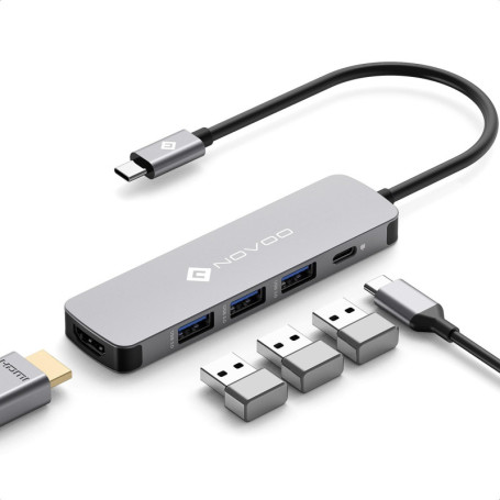 Adaptateur Hub USB C 5 en 1 NOVOO avec HDMI et 3 Ports USB 3.0