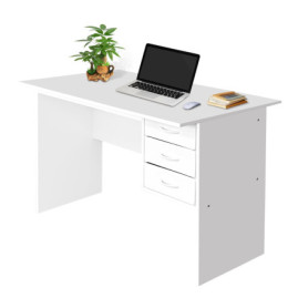 Bureau en D QLLY avec 3 tiroirs - 120 x 75 cm, idéal pour le télétravail