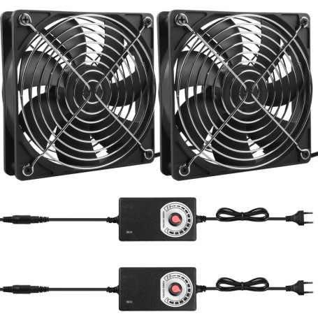 Lot de 2 ventilateurs silencieux 120 mm avec contrôle de vitesse pour PC et appareils électroniques