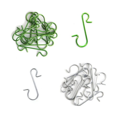 WYAN 150 Crochets d'Ornement de Noël en Acier Inoxydable - Argent et Vert