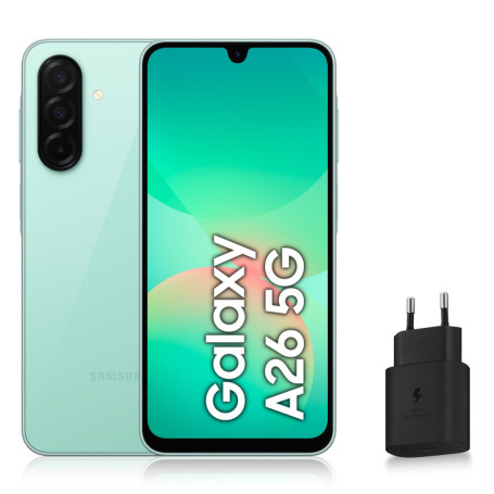Samsung Galaxy A26 5G - Smartphone Android 128 Go Vert d'eau avec Chargeur Rapide 25W