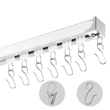 Ensemble de Rails de Rideaux de Plafond VEVOR - 5,4 m, Système Coulissant Blanc