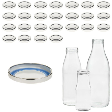 Lot de 25 Couvercles Argentés Blueseal pour Bouteilles en Verre