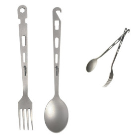 Ensemble de Couverts en Titane Dawn Deer - Fourchette et Cuillère Légères pour Camping