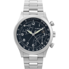 Montre Chronographe Timex Waterbury Homme - Cadran Bleu et Bracelet Acier Inoxydable